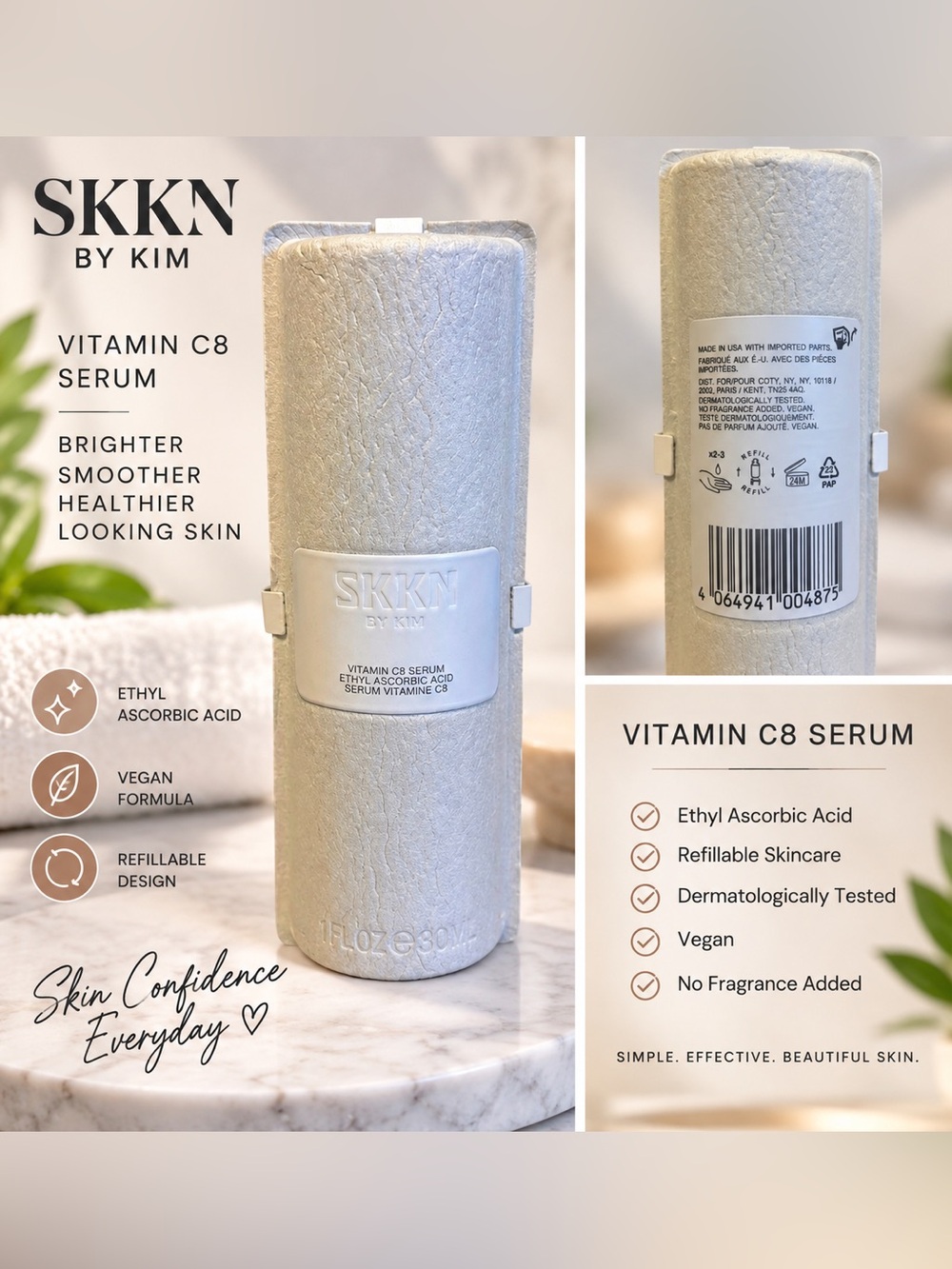 SKKN BY KIM Vitamin C8 Serum Ethyl Ascorbic Acid Refillable Skincare